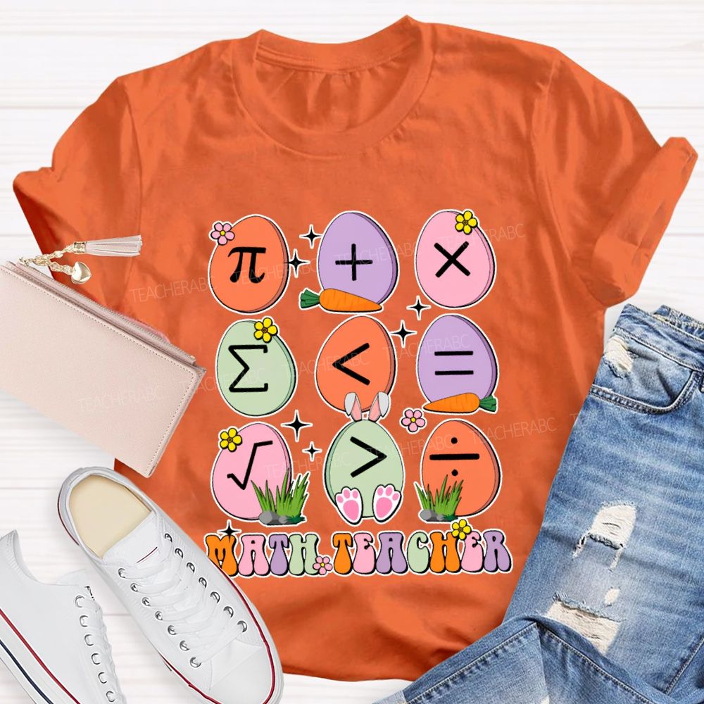 Math Teacher Colorful Oval Print Teacher T-shirt
