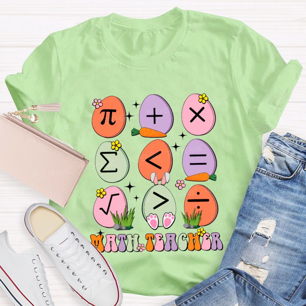 Math Teacher Colorful Oval Print Teacher T-shirt