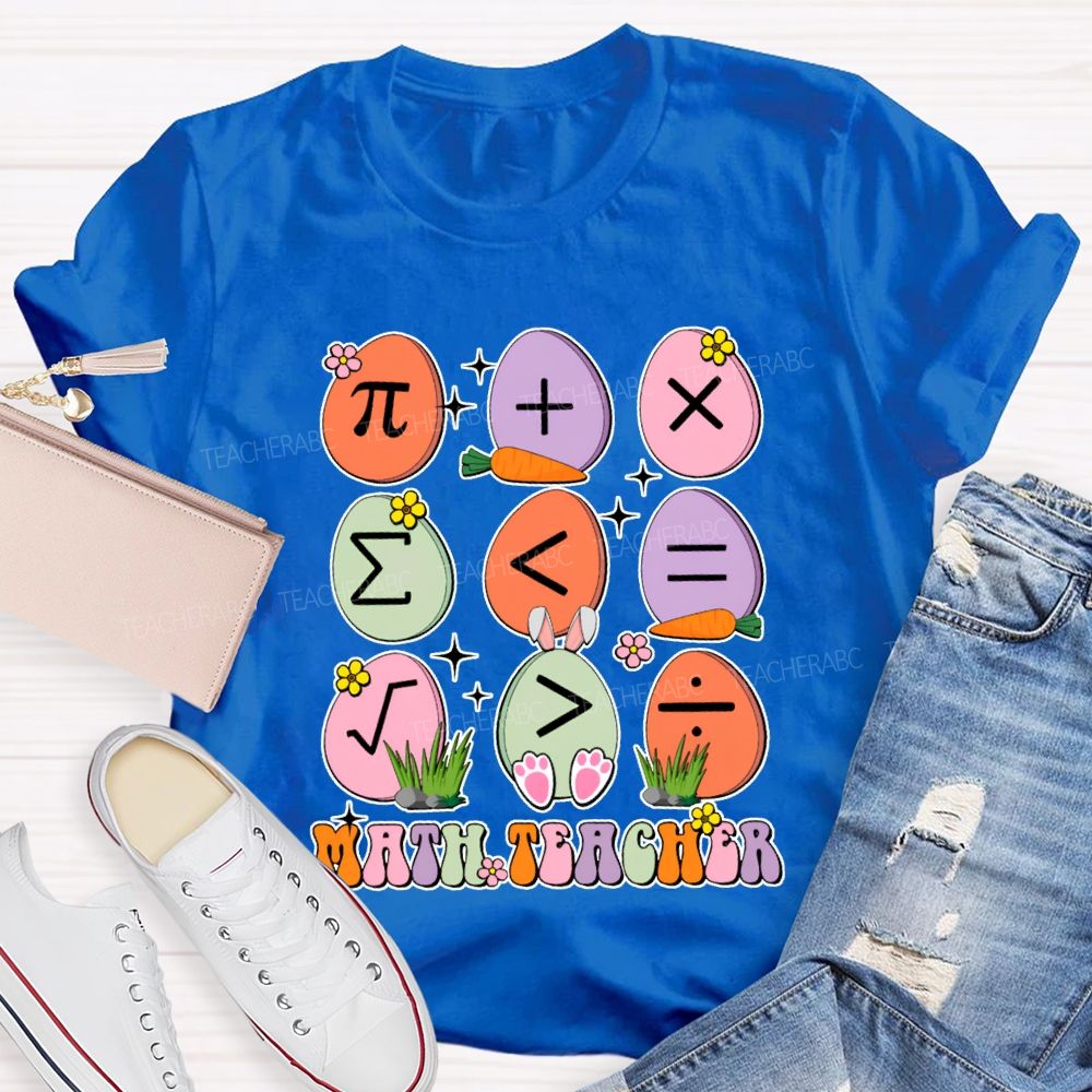 Math Teacher Colorful Oval Print Teacher T-shirt