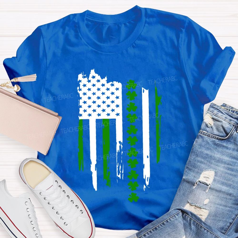 American Clover Flag St. Patrick'S Day Teacher T-shirt