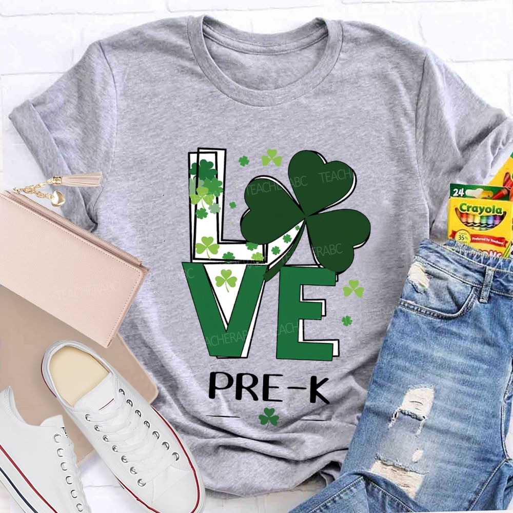 Personalized Grade Love Lucky Clover St. Patrick'S Day Teacher T-shirt