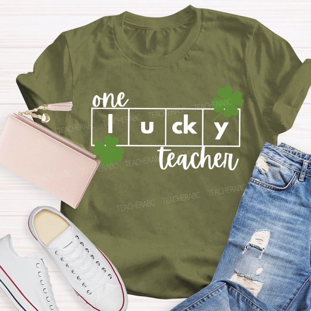 One Lucky Teacher Lucky Four-Leaf Clover Teacher T-shirt