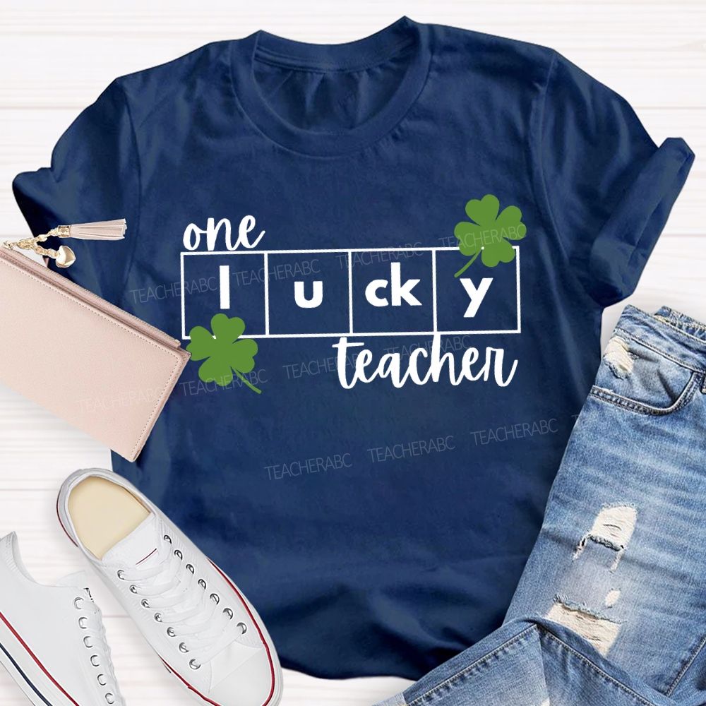 One Lucky Teacher Lucky Four-Leaf Clover Teacher T-shirt