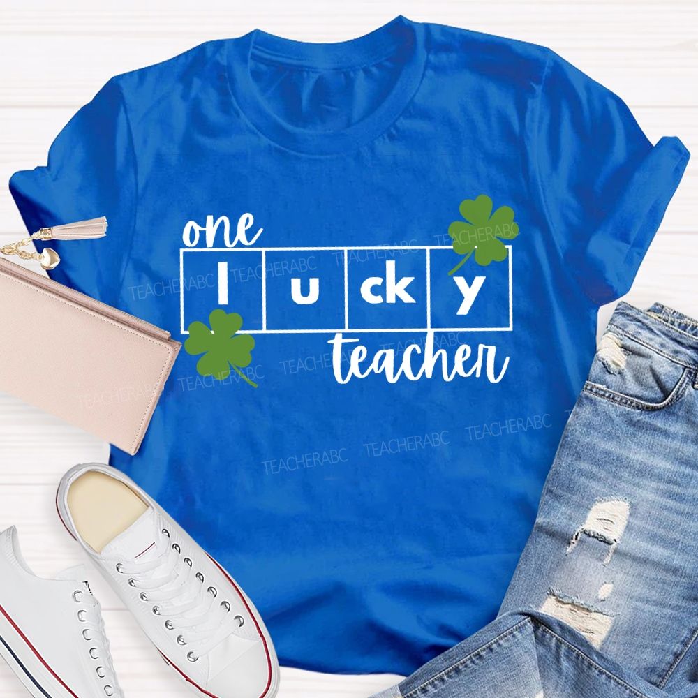 One Lucky Teacher Lucky Four-Leaf Clover Teacher T-shirt