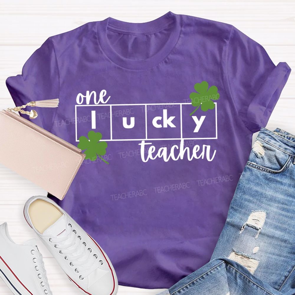 One Lucky Teacher Lucky Four-Leaf Clover Teacher T-shirt