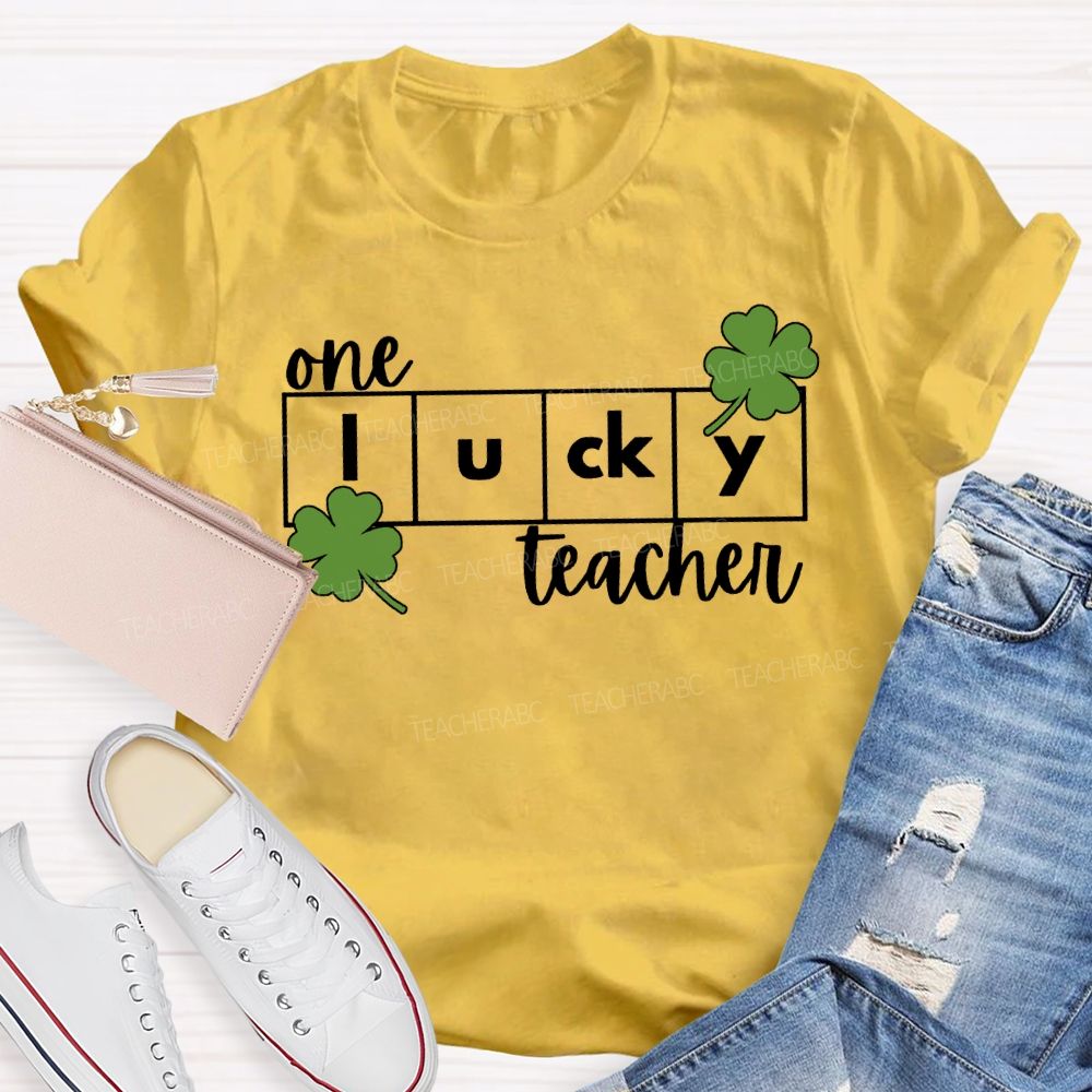 One Lucky Teacher Lucky Four-Leaf Clover Teacher T-shirt