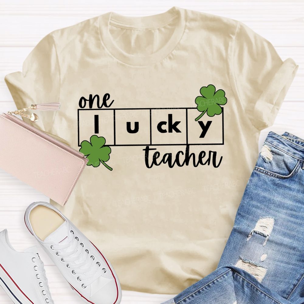 One Lucky Teacher Lucky Four-Leaf Clover Teacher T-shirt