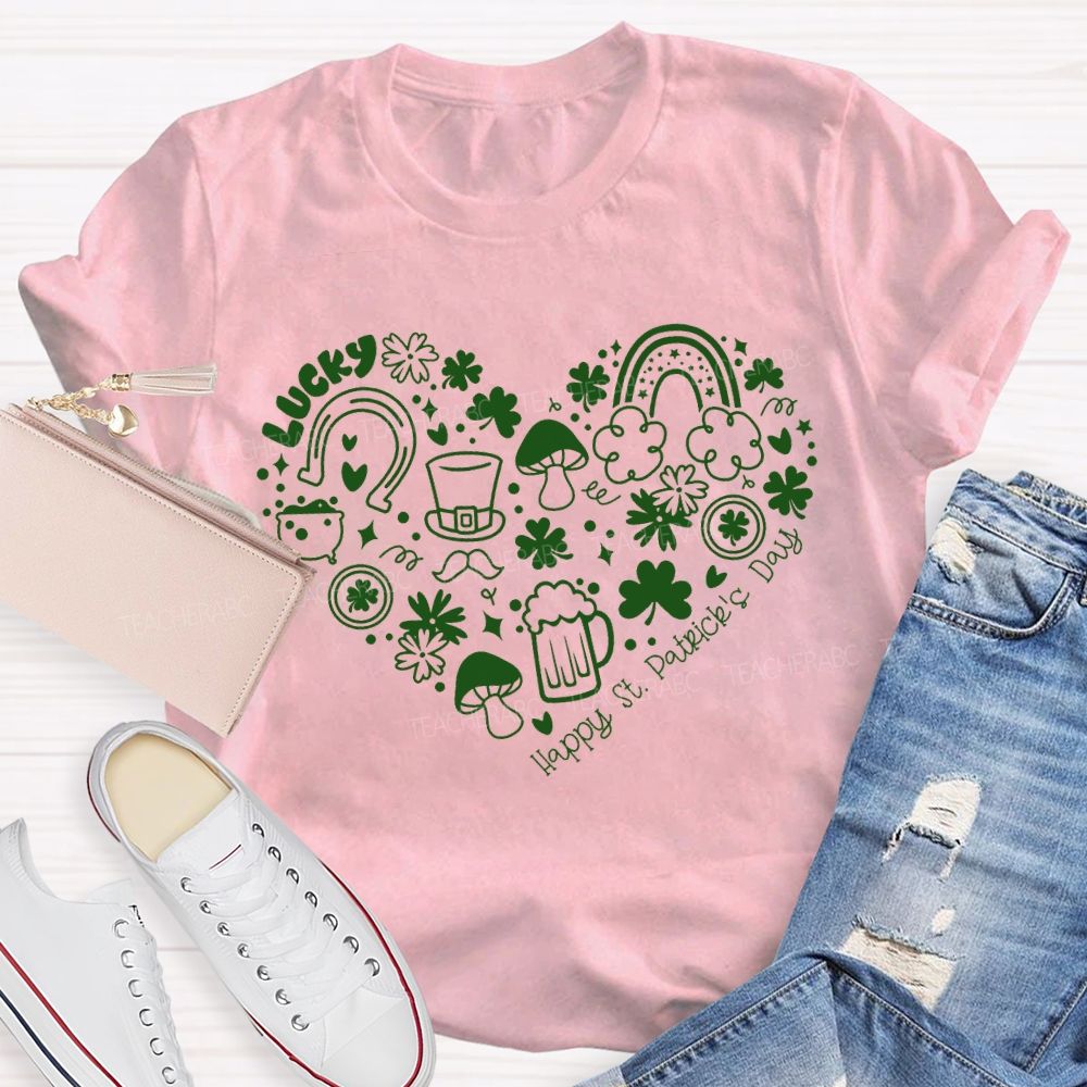 Lucky Happy St Patricks Day Shamrock Teacher T-shirt