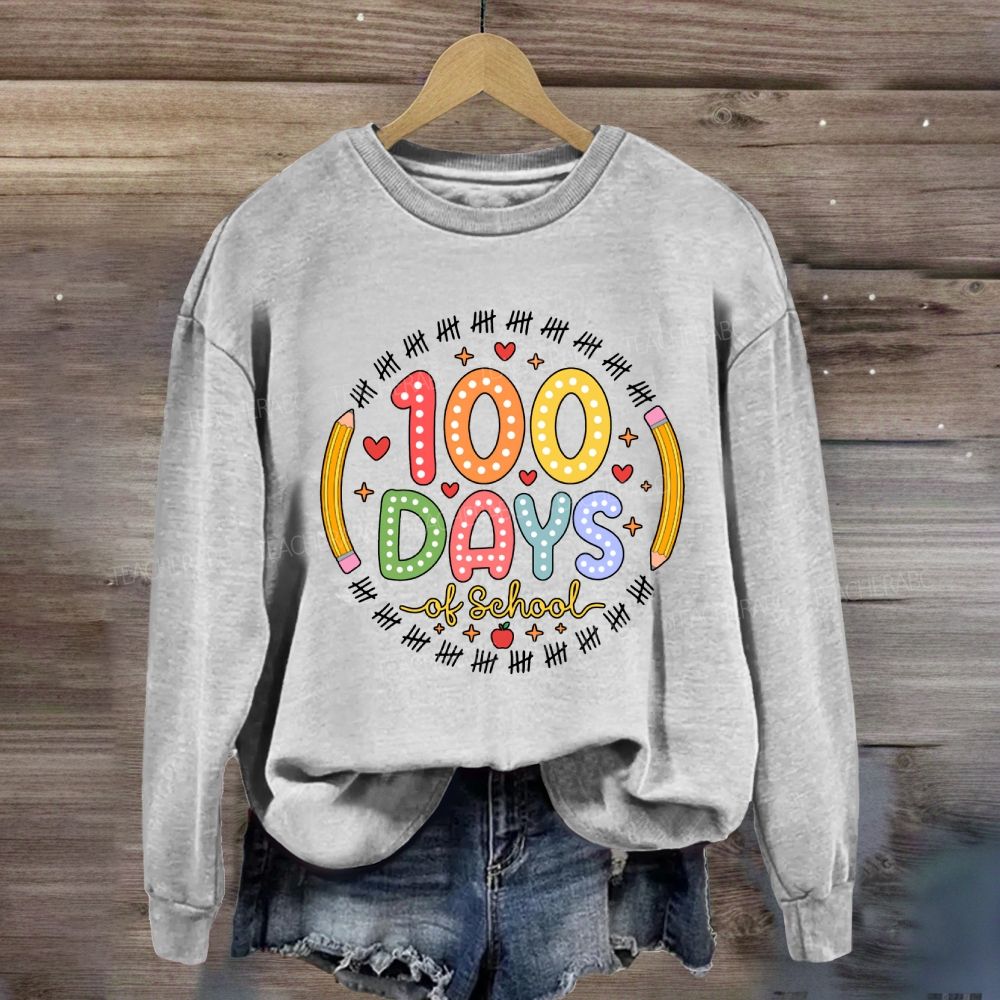 100 Days Of School Pencil Circle Sweatshirt