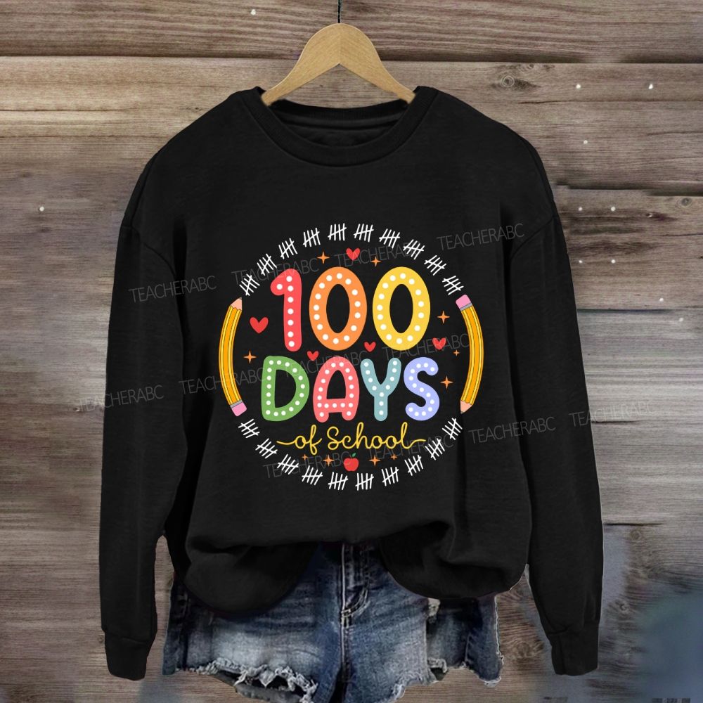 100 Days Of School Pencil Circle Sweatshirt