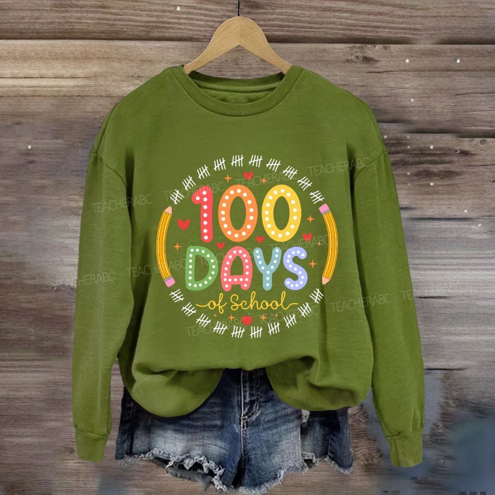 100 Days Of School Pencil Circle Sweatshirt