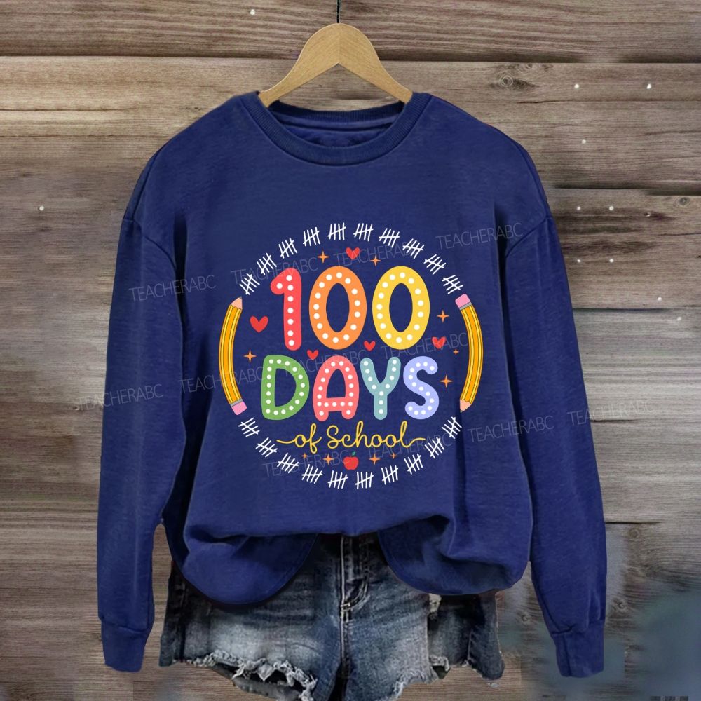 100 Days Of School Pencil Circle Sweatshirt