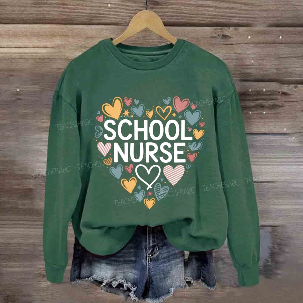 School Nurse Colorful Heart Sweatshirt
