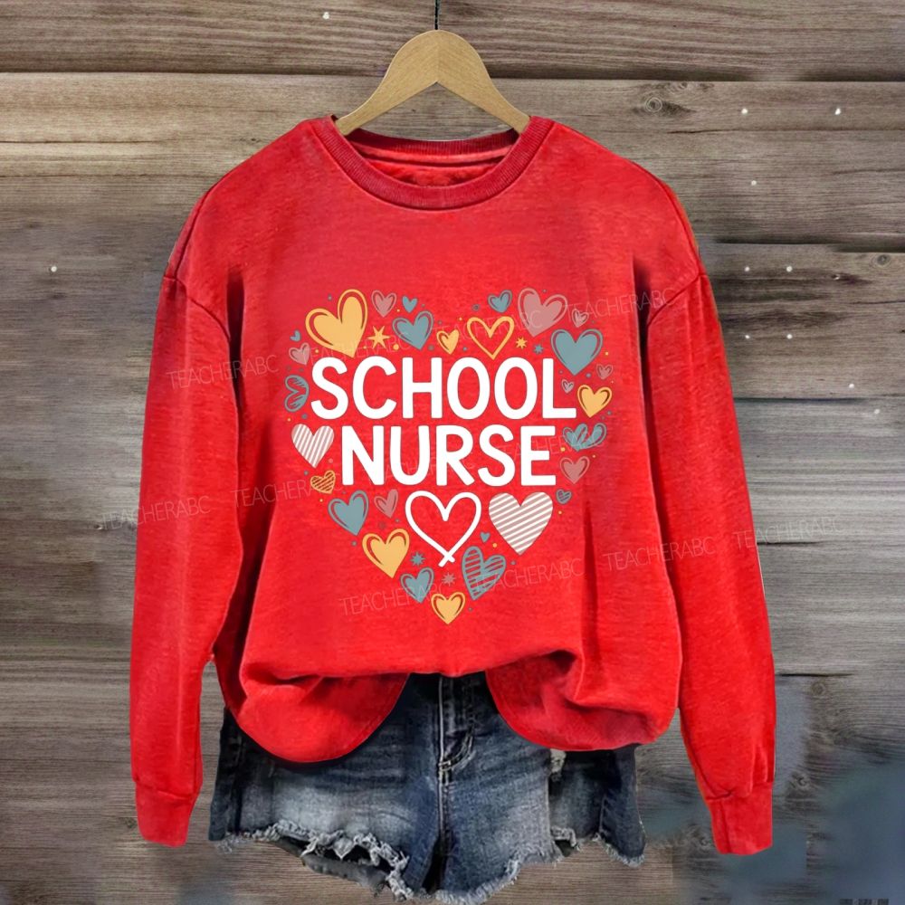 School Nurse Colorful Heart Sweatshirt
