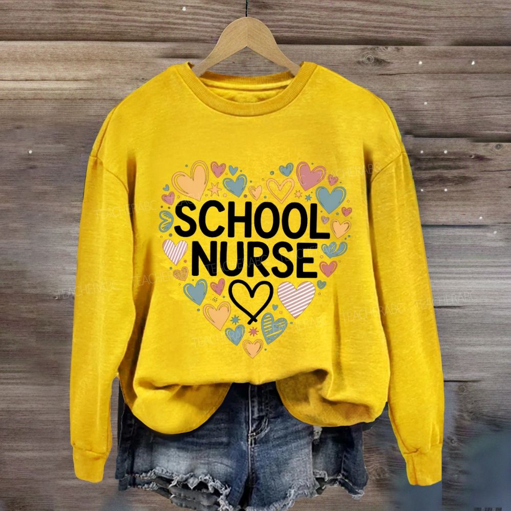 School Nurse Colorful Heart Sweatshirt