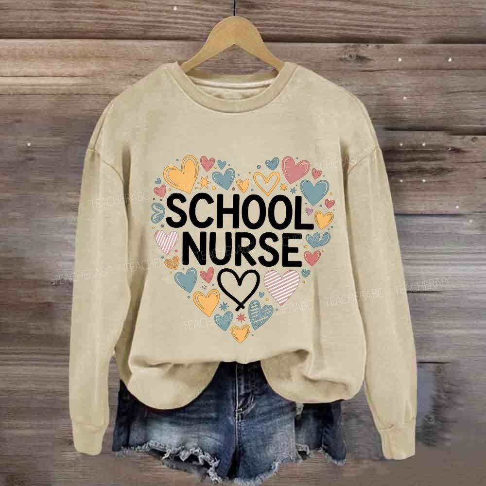 School Nurse Colorful Heart Sweatshirt