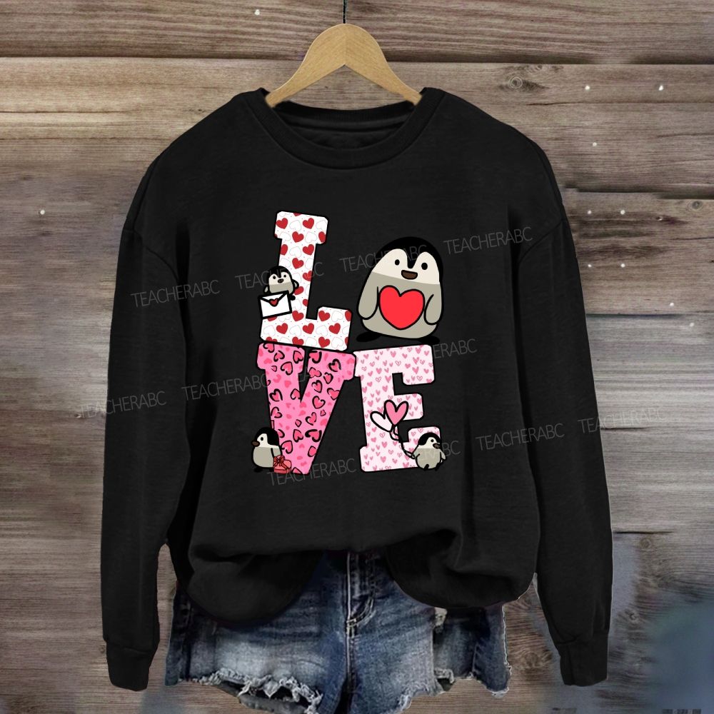 Love With Red Heart Leopard Sweatshirt