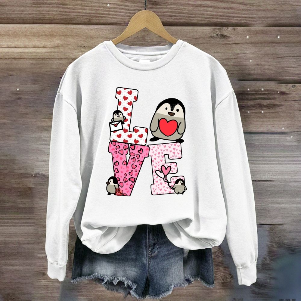 Love With Red Heart Leopard Sweatshirt