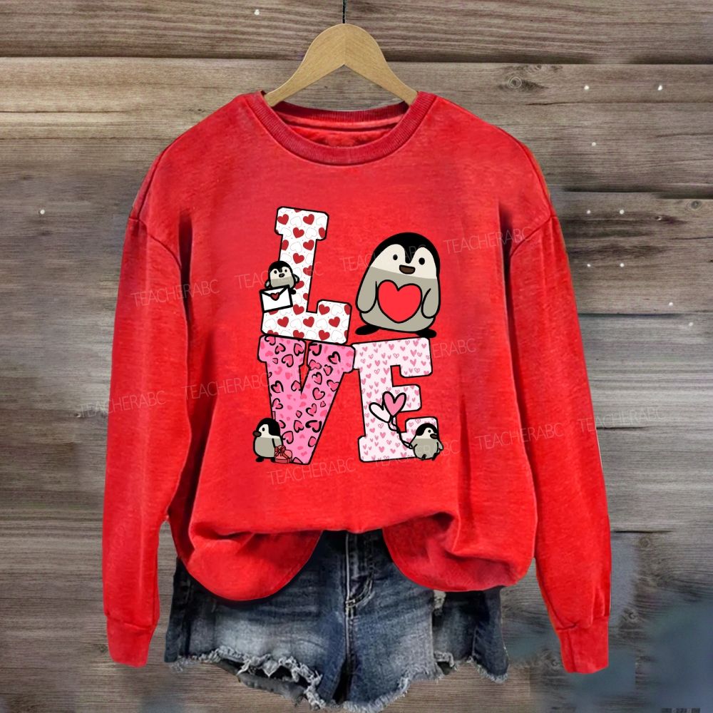 Love With Red Heart Leopard Sweatshirt