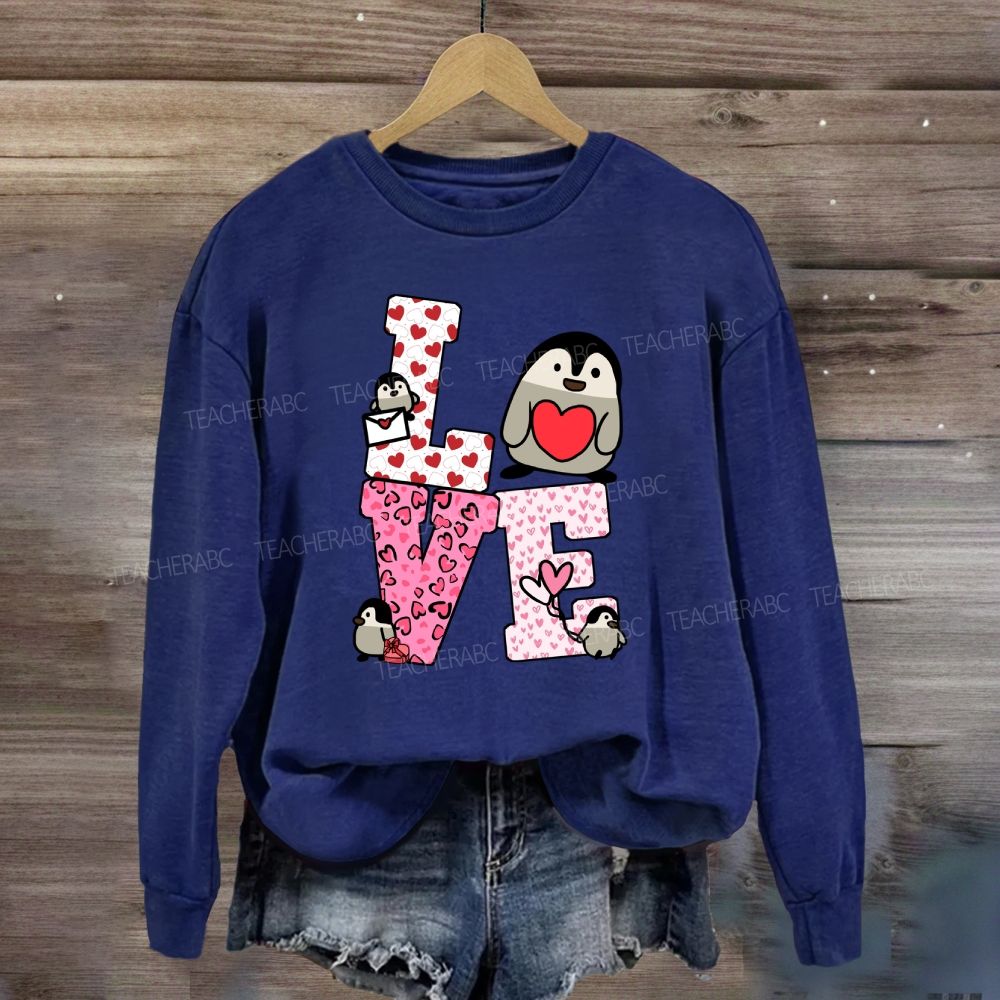 Love With Red Heart Leopard Sweatshirt