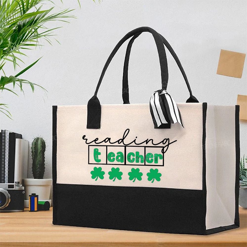 Lucky Reading Teacher Cotton Tote Bag