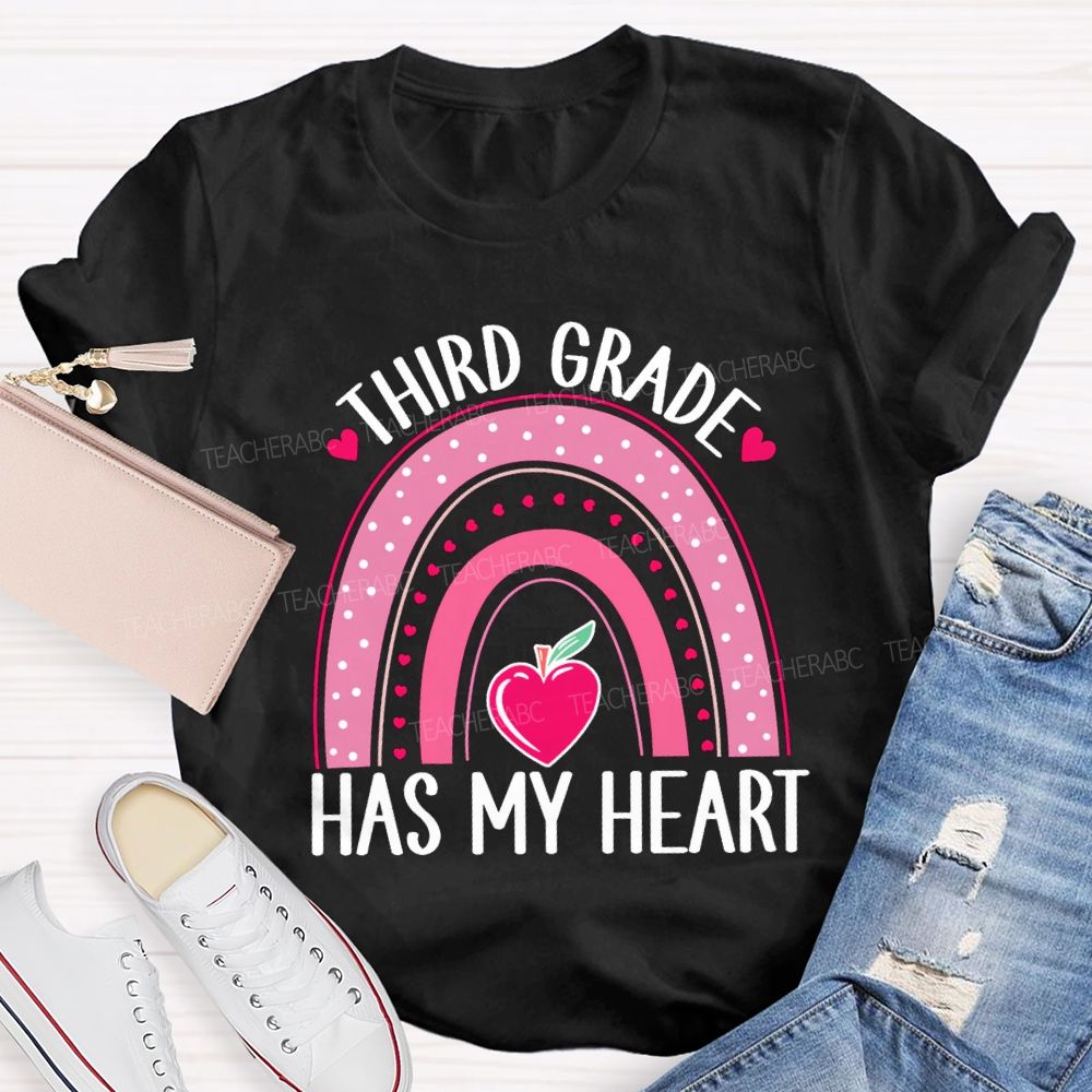 Personalized Grade Third Grade Has My Heart Teacher T-Shirt