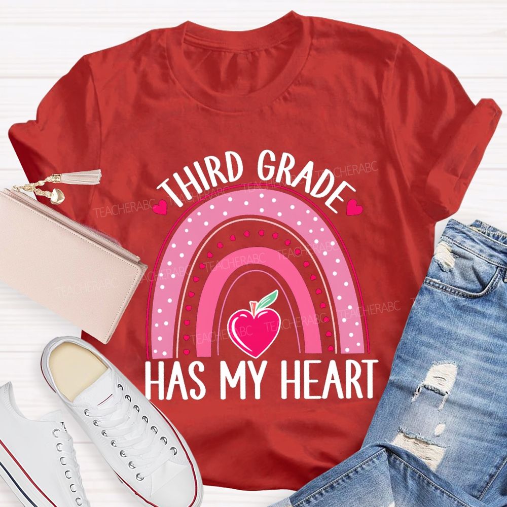 Personalized Grade Third Grade Has My Heart Teacher T-Shirt