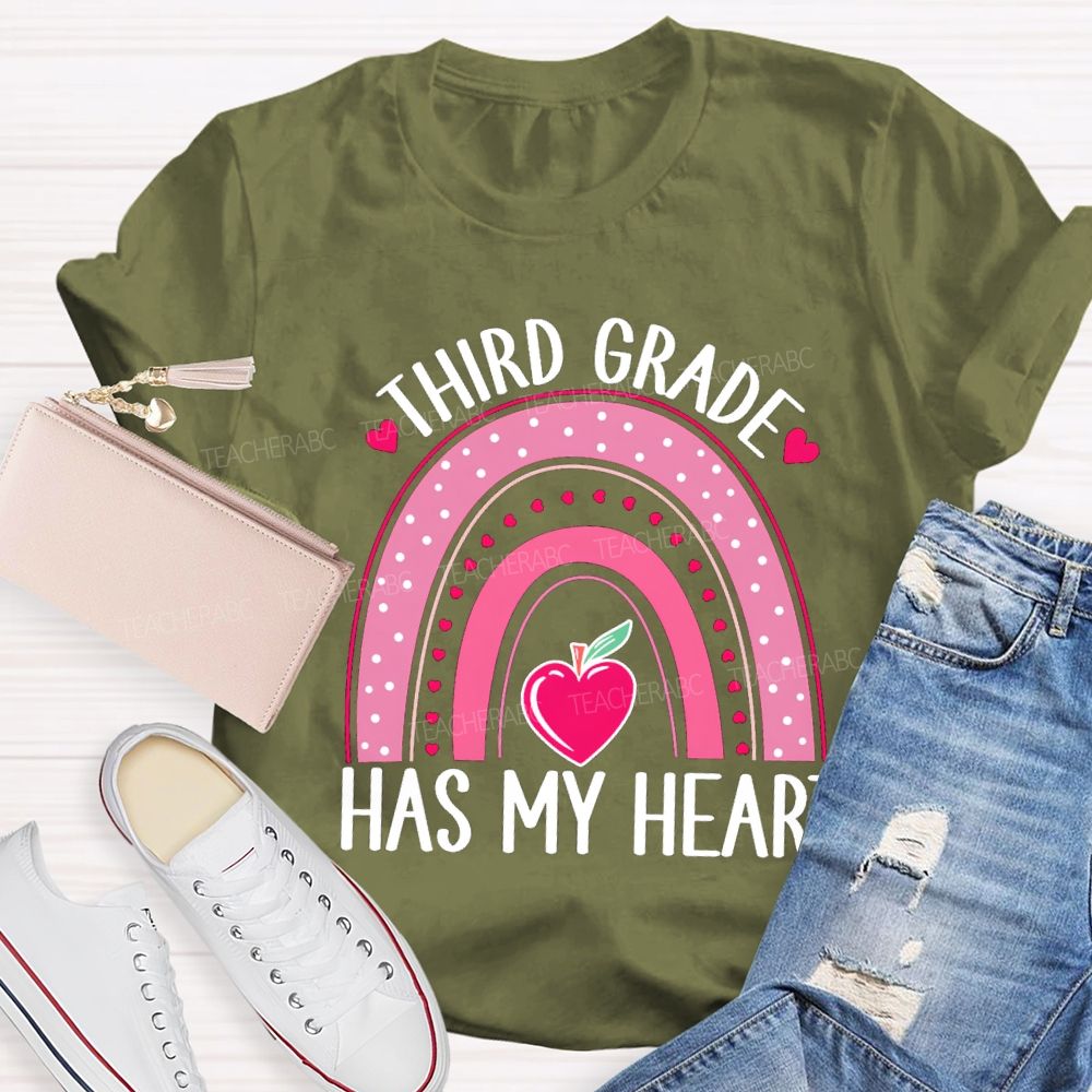 Personalized Grade Third Grade Has My Heart Teacher T-Shirt