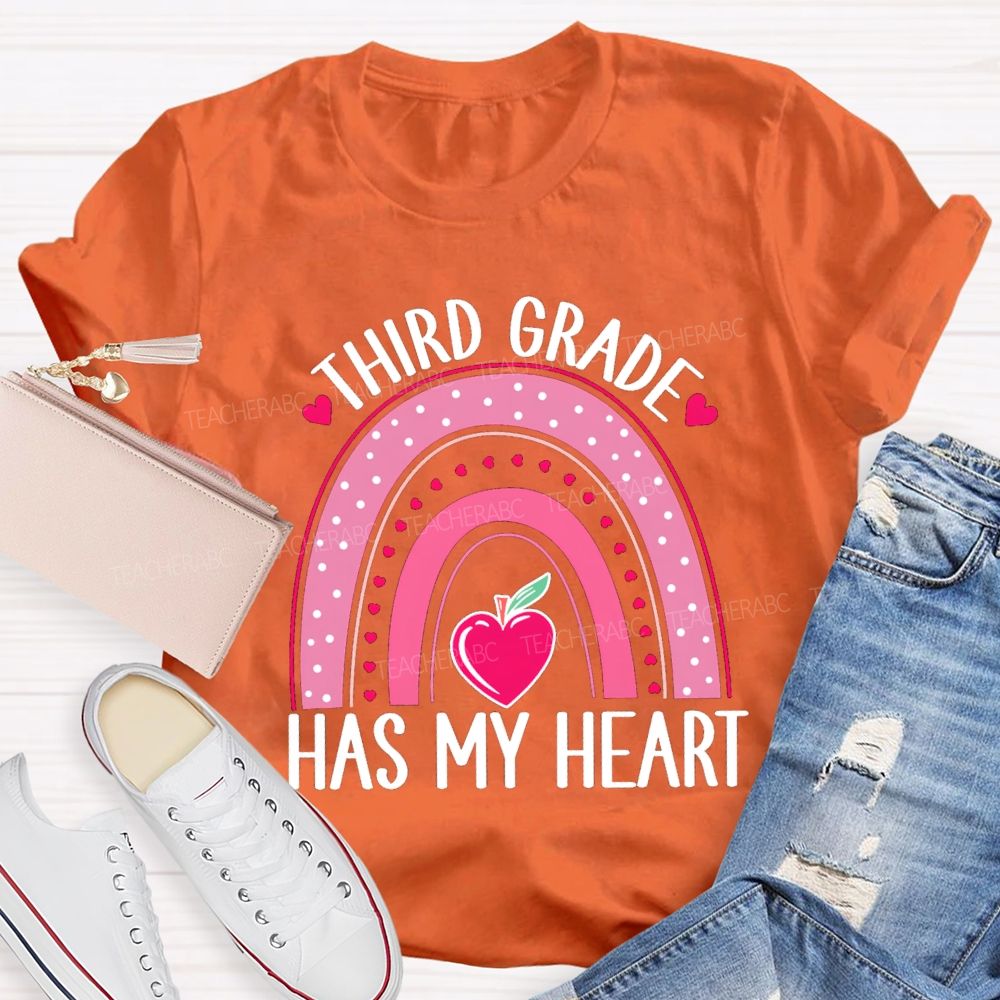 Personalized Grade Third Grade Has My Heart Teacher T-Shirt