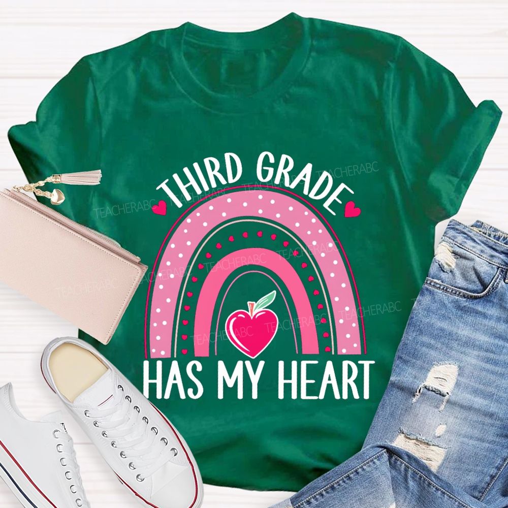 Personalized Grade Third Grade Has My Heart Teacher T-Shirt