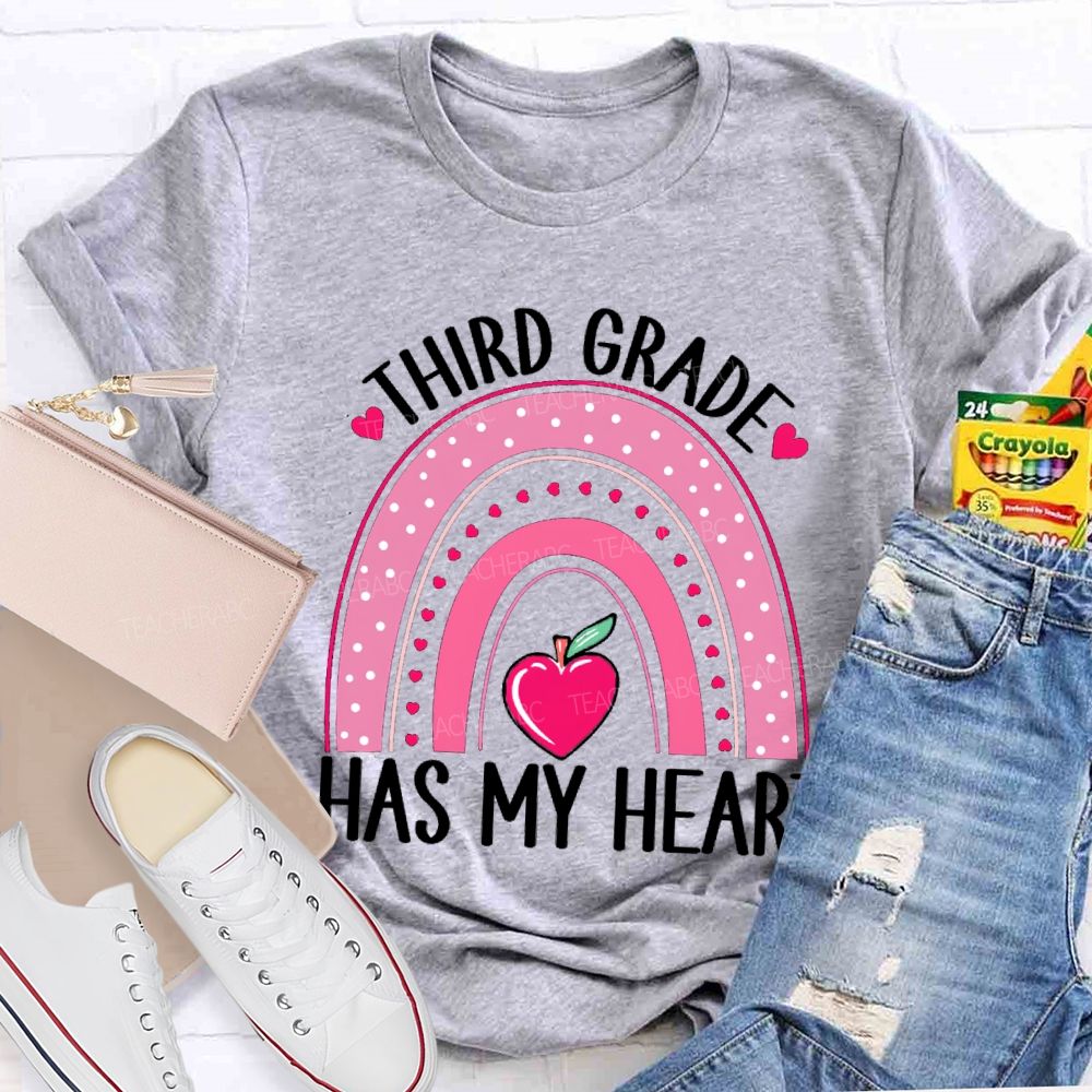 Personalized Grade Third Grade Has My Heart Teacher T-Shirt