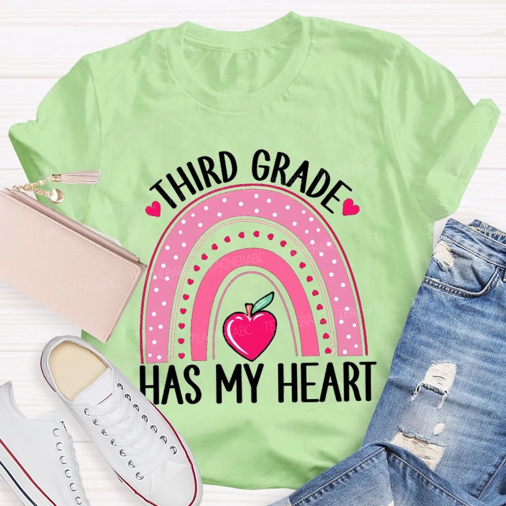 Personalized Grade Third Grade Has My Heart Teacher T-Shirt