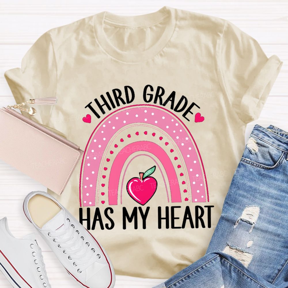 Personalized Grade Third Grade Has My Heart Teacher T-Shirt