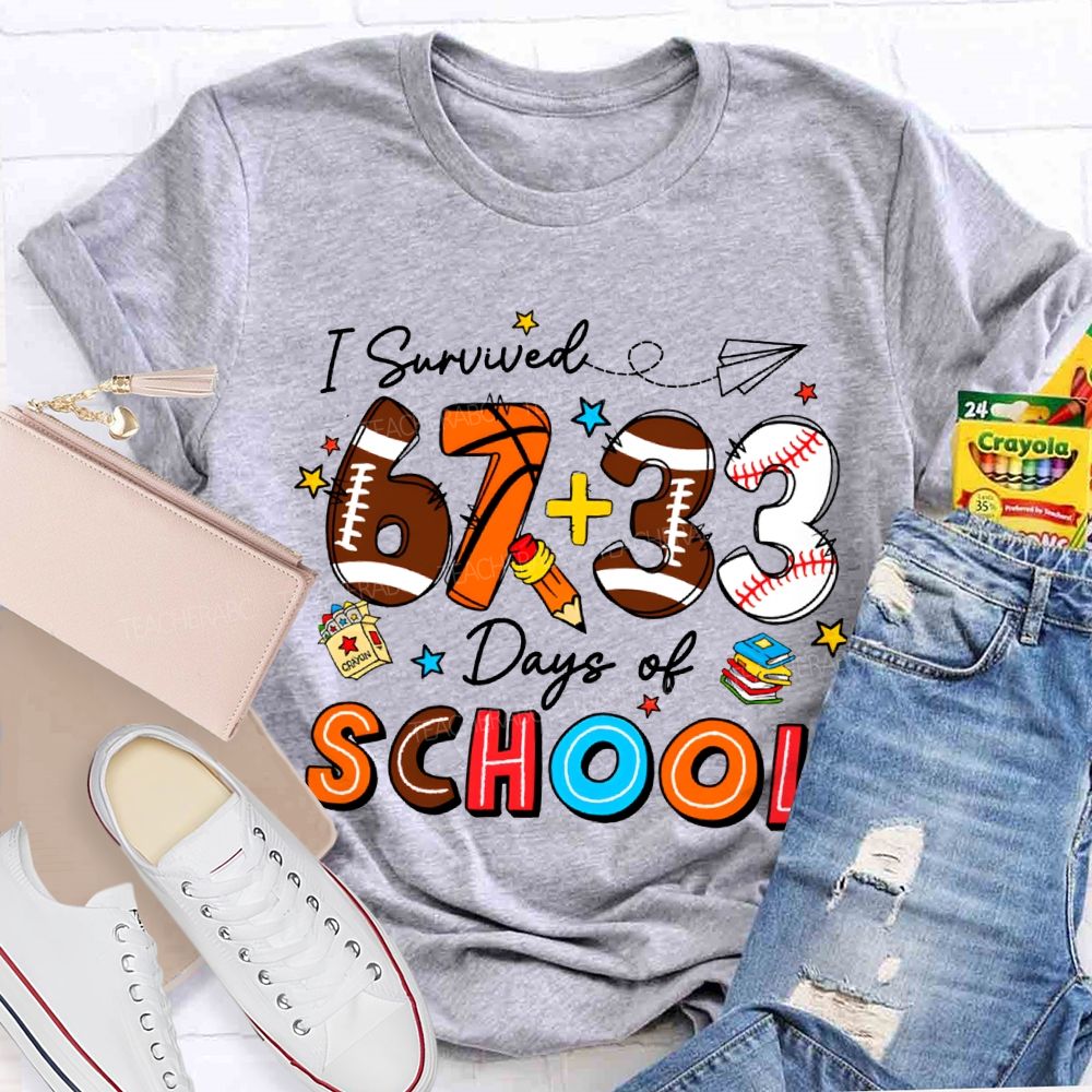 I Survived 100 Days Of School Colored Numbers Teacher T-shirt