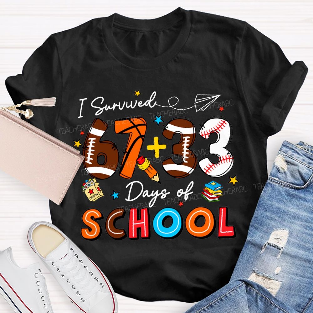 I Survived 100 Days Of School Colored Numbers Teacher T-shirt