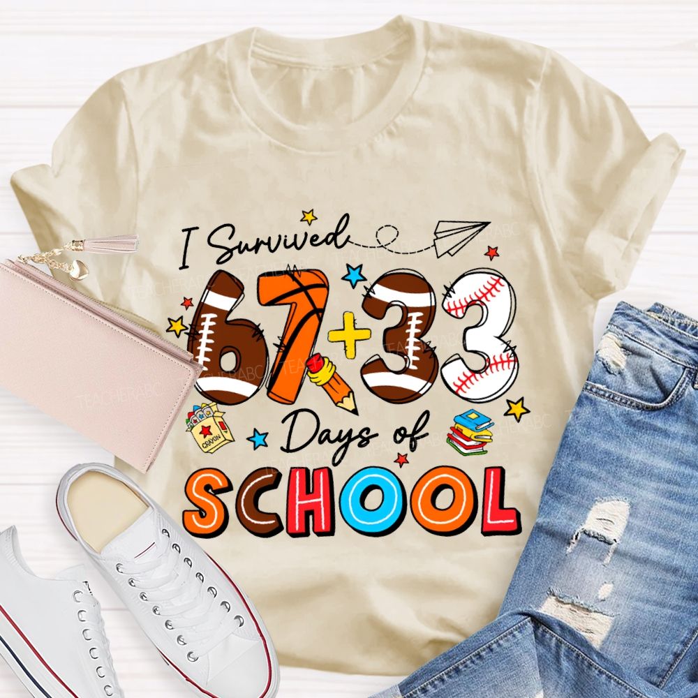 I Survived 100 Days Of School Colored Numbers Teacher T-shirt