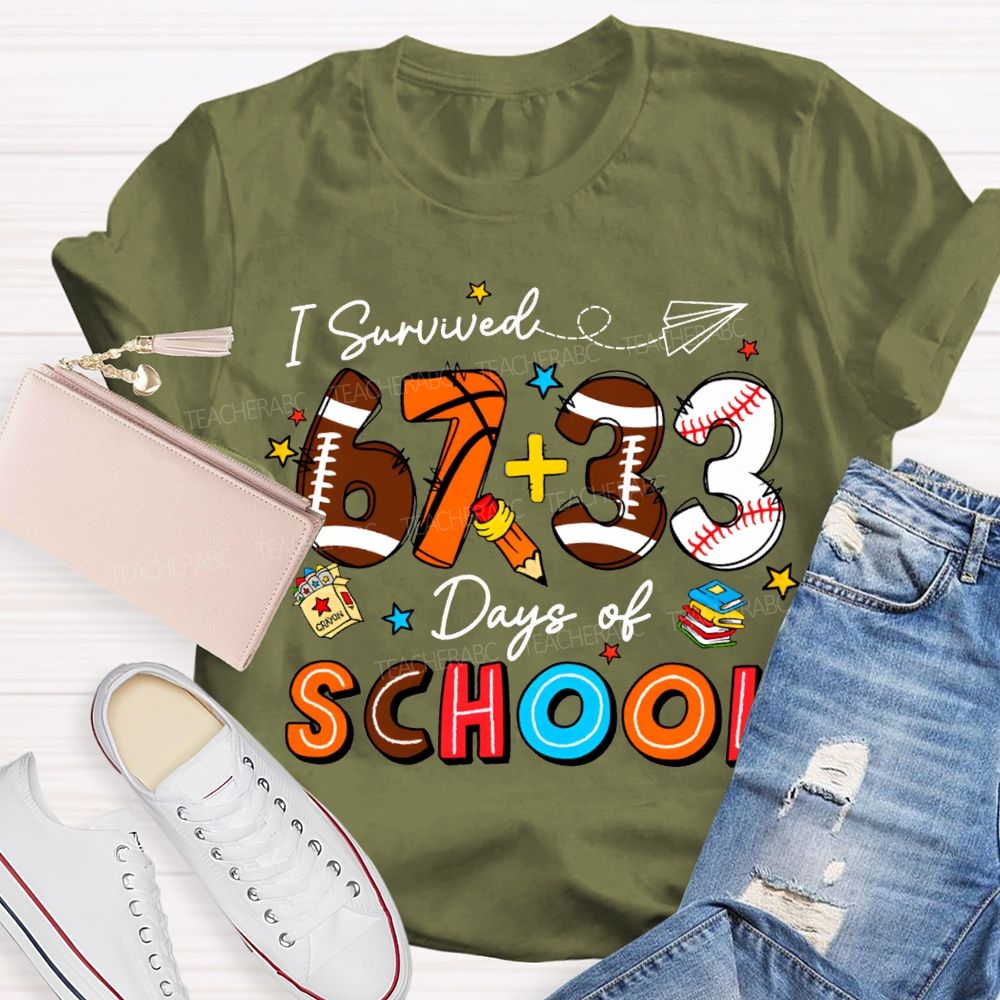 I Survived 100 Days Of School Colored Numbers Teacher T-shirt