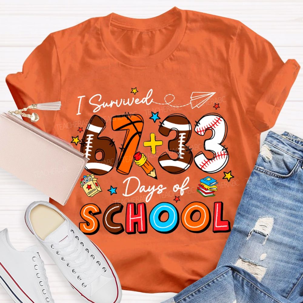 I Survived 100 Days Of School Colored Numbers Teacher T-shirt