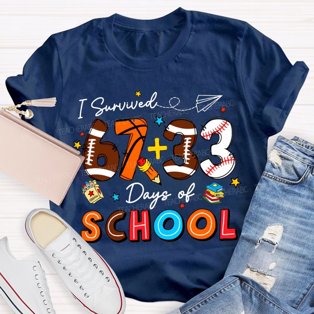 I Survived 100 Days Of School Colored Numbers Teacher T-shirt