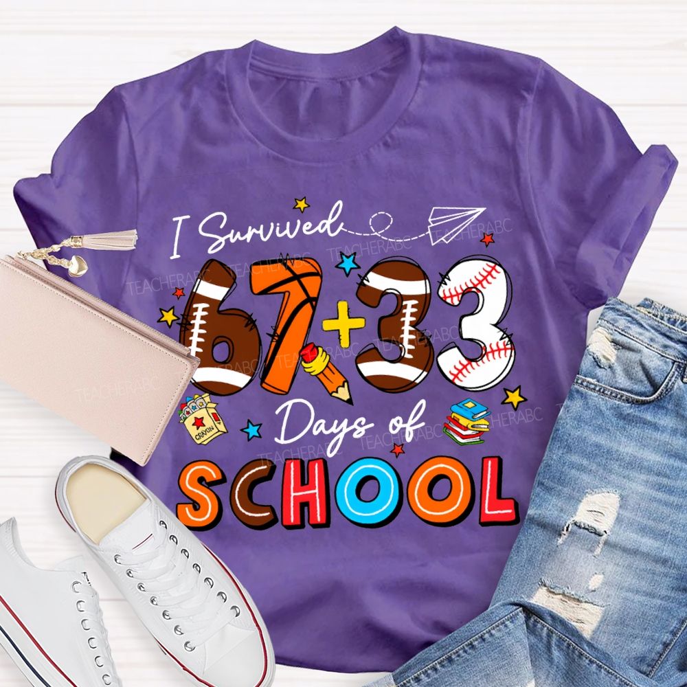 I Survived 100 Days Of School Colored Numbers Teacher T-shirt