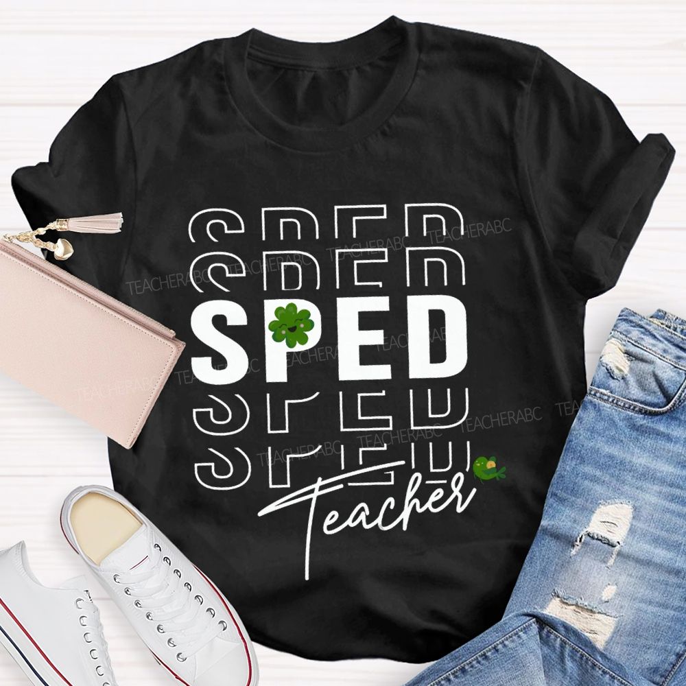 Special Education Lucky Four-Leaf Clover Teacher T-shirt