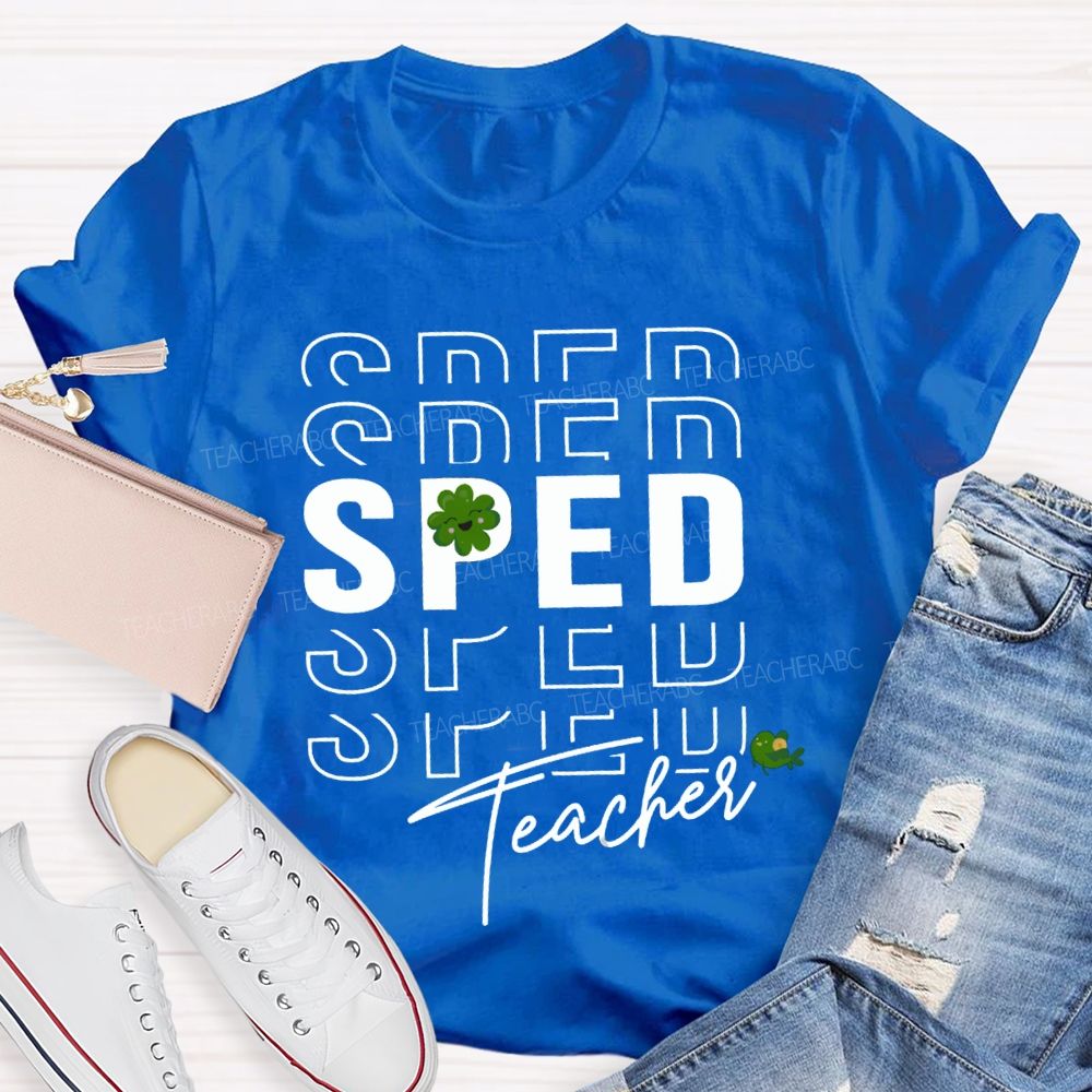 Special Education Lucky Four-Leaf Clover Teacher T-shirt