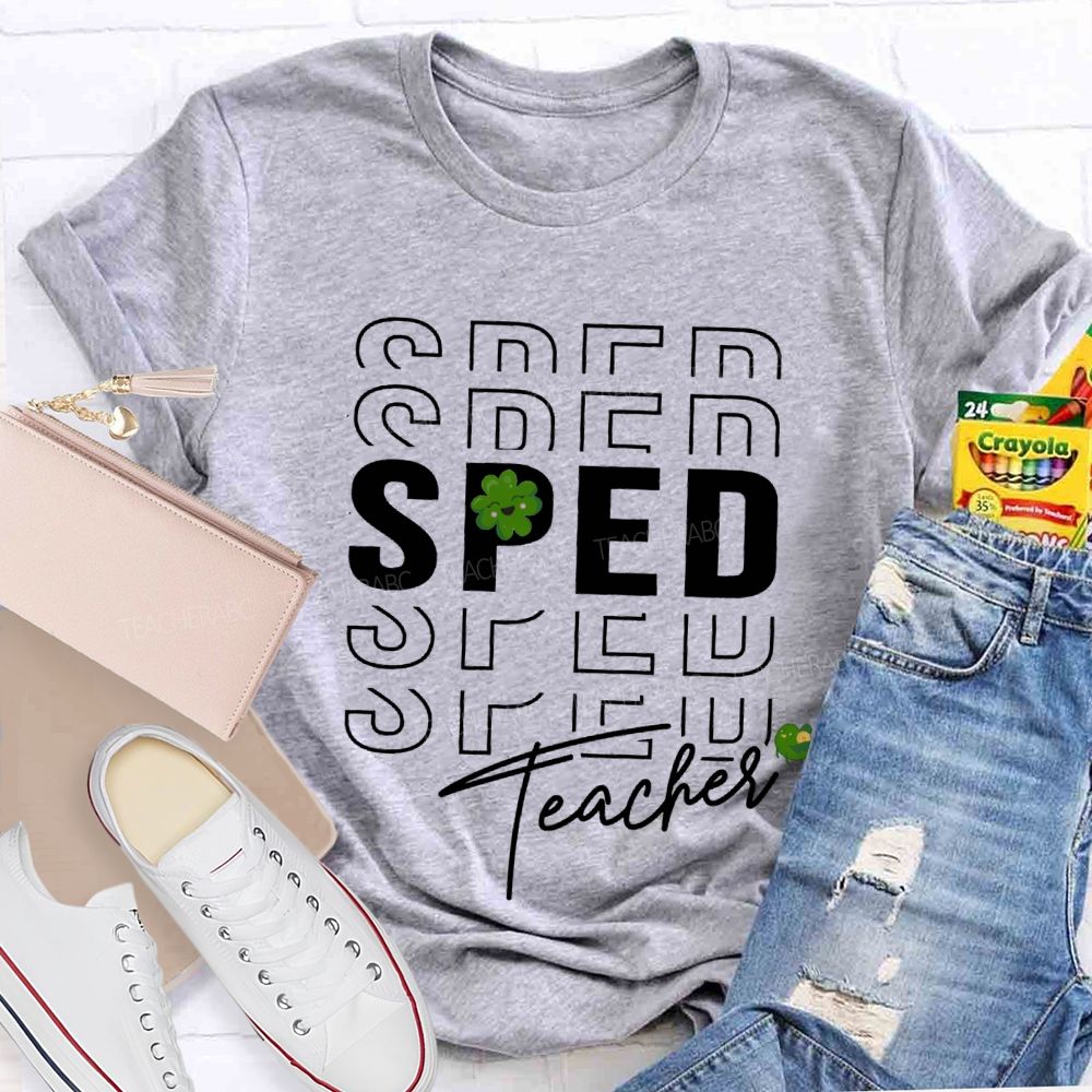 Special Education Lucky Four-Leaf Clover Teacher T-shirt