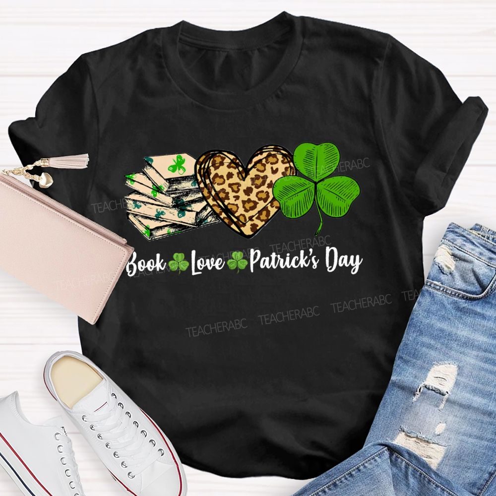 Book Love Patrick'S Day Leopard Print Hearts And Shamrocks T-shirt