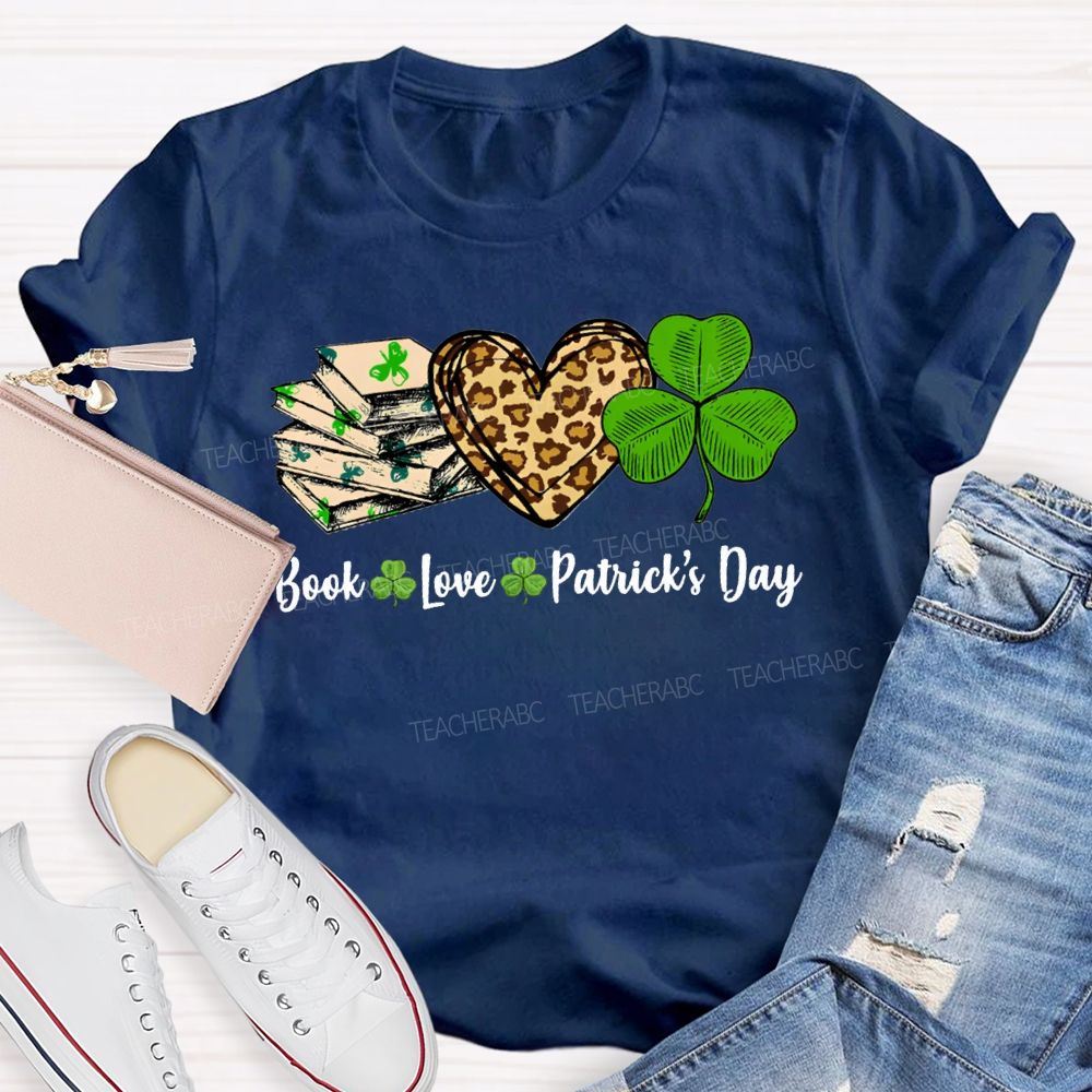 Book Love Patrick'S Day Leopard Print Hearts And Shamrocks T-shirt