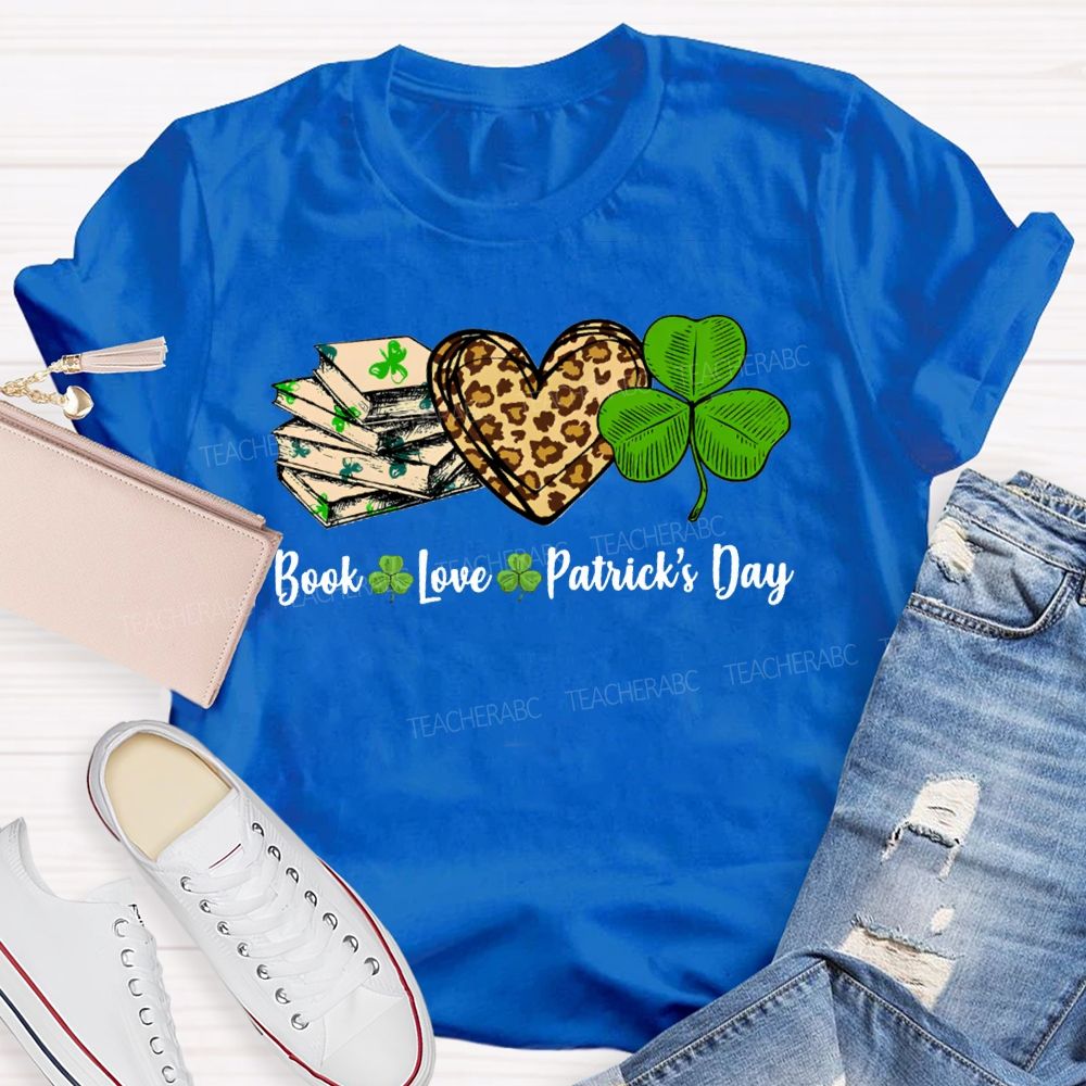 Book Love Patrick'S Day Leopard Print Hearts And Shamrocks T-shirt