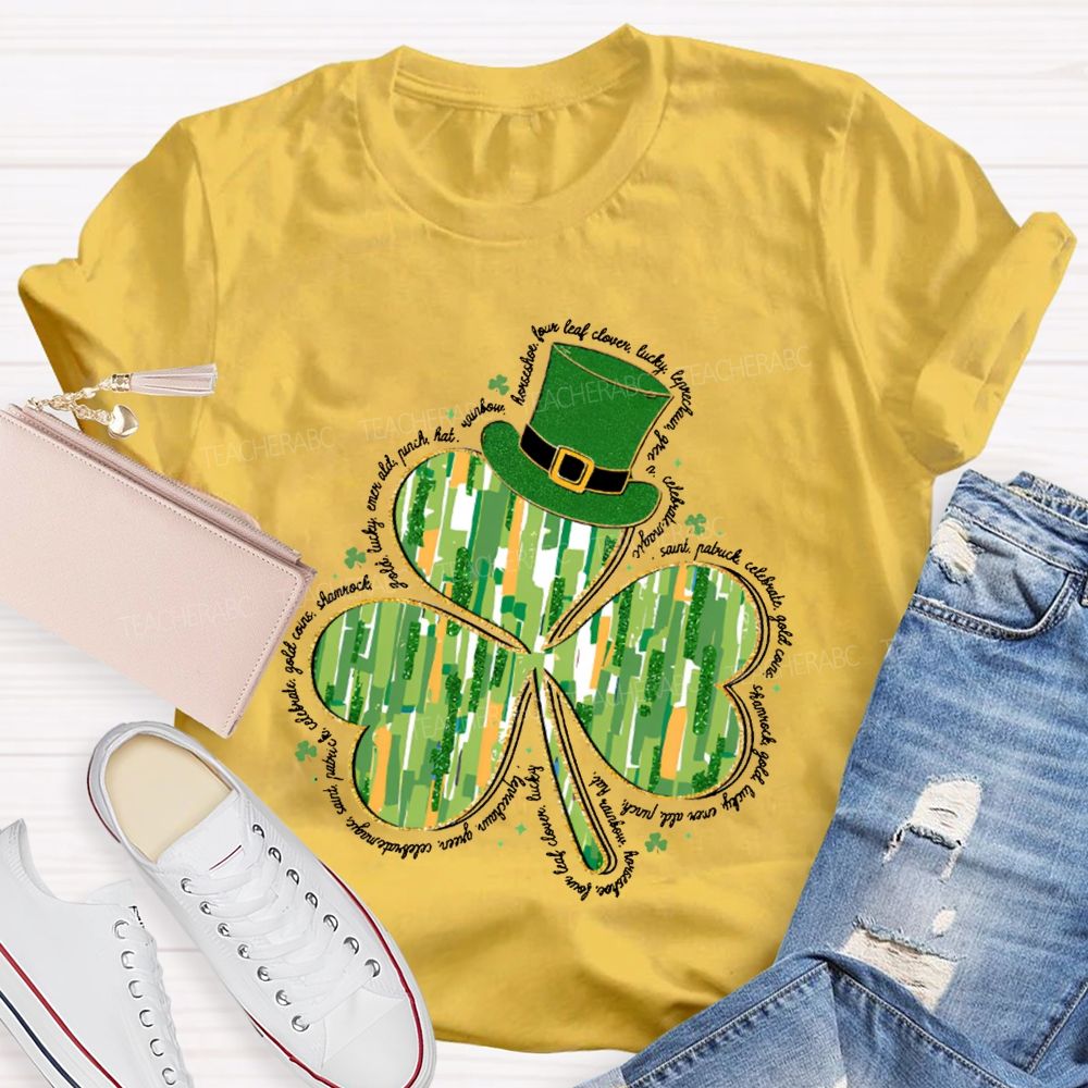 Magic Hat And Lucky Four-Leaf Clover Teacher T-shirt