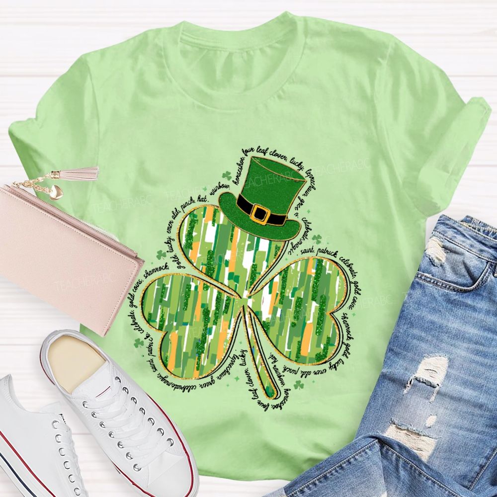 Magic Hat And Lucky Four-Leaf Clover Teacher T-shirt