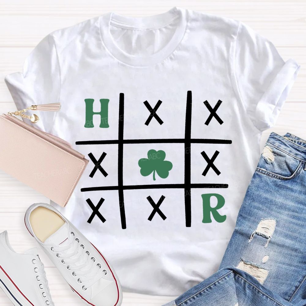Shamrock Tic Tac Toe St. Patrick's Day Teacher T-shirt