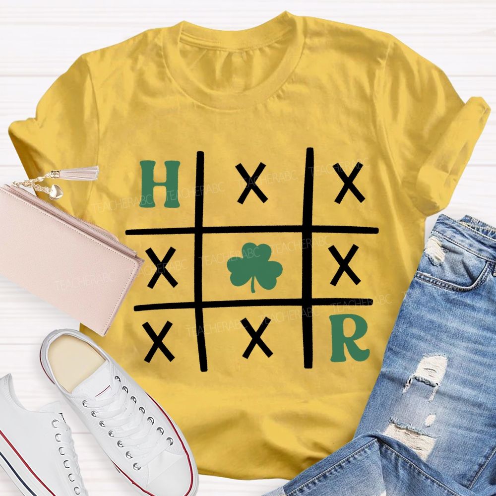 Shamrock Tic Tac Toe St. Patrick's Day Teacher T-shirt